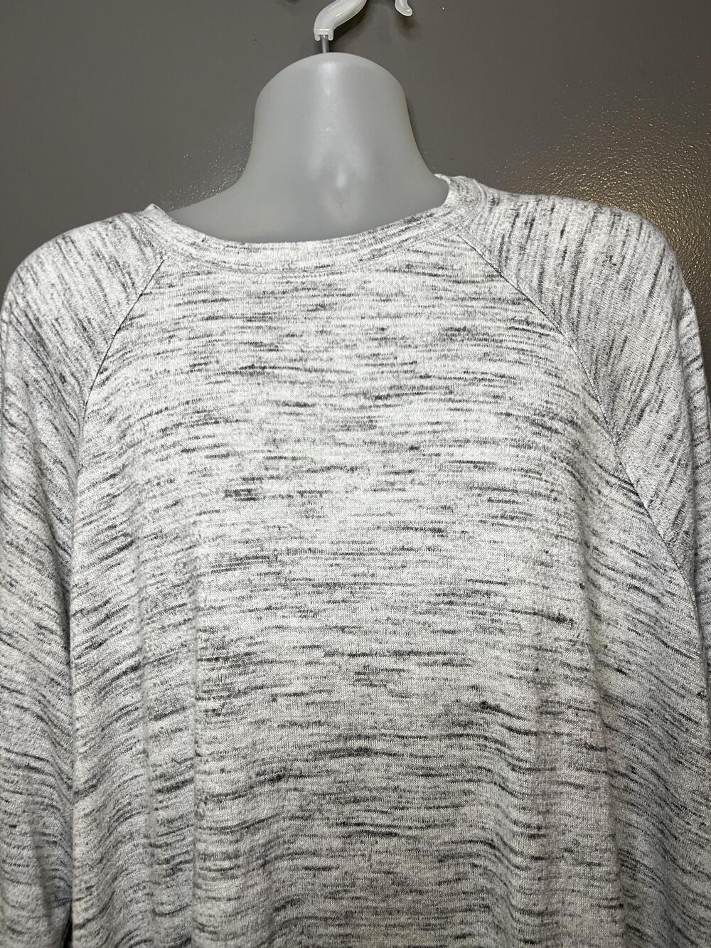 Aerie Sweater Womens XXL Gray Space Dye Knit Raglan Crewneck Pullover Cozy